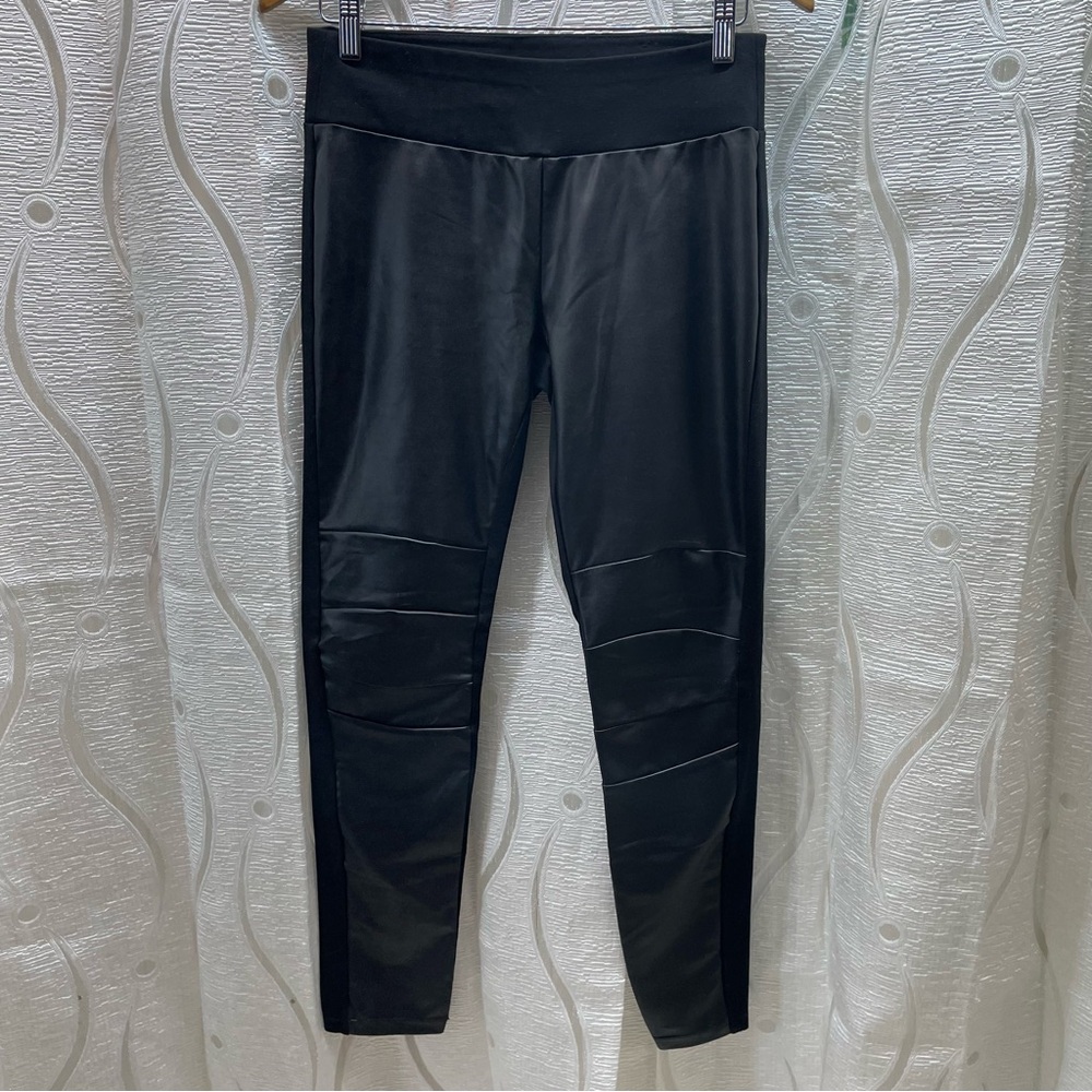 Mile End Moto Leggings Women‎ Size 4 Black Excellent Faux Leather Paneled Biker